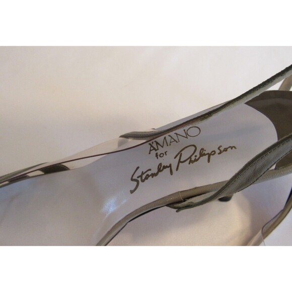 Vintage A'mano for Stanley Philipson Green Peep Toe Sling Back Heels Size 9N - Picture 7 of 10